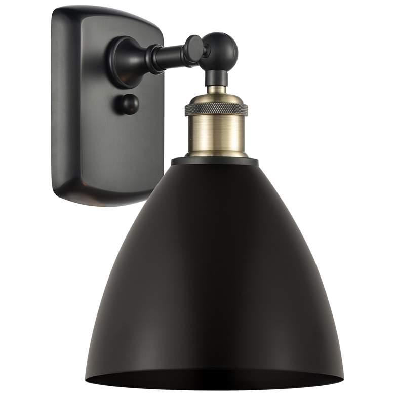 Image 1 Metal Bristol 10.75"High Black Brass LED Sconce With Black Shade