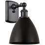 Metal Bristol 10.75"High Matte Black LED Sconce With Matte Black Shade
