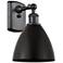 Metal Bristol 10.75"High Matte Black Sconce With Matte Black Shade