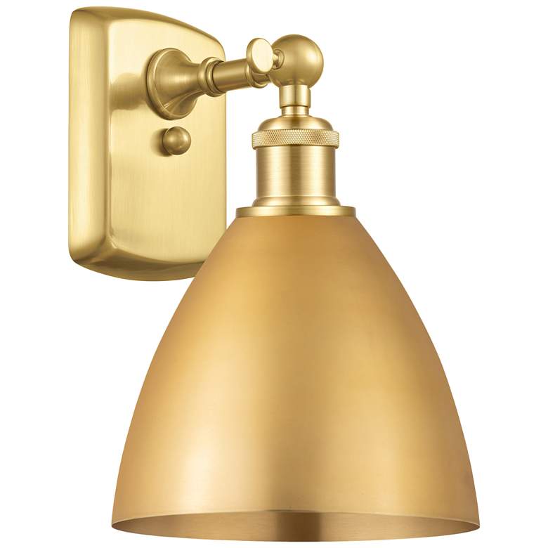 Image 1 Metal Bristol 10.75"High Satin Gold Sconce With Satin Gold Shade