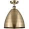 Metal Bristol 12" Semi-Flush Mount - Antique Brass - Antique Brass Sh