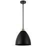 Metal Bristol 12" Wide Black Brass Stem Hung Pendant w/ Matte Black Sh