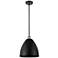 Metal Bristol 12" Wide Black Brass Stem Hung Pendant w/ Matte Black Sh