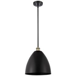 Metal Bristol 12" Wide Black Brass Stem Hung Pendant w/ Matte Black Sh