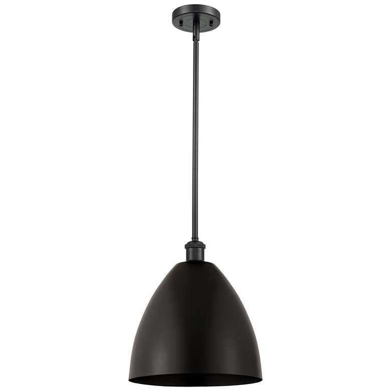 Image 1 Metal Bristol 12" Wide Matte Black LED Pendant With Matte Black Shade