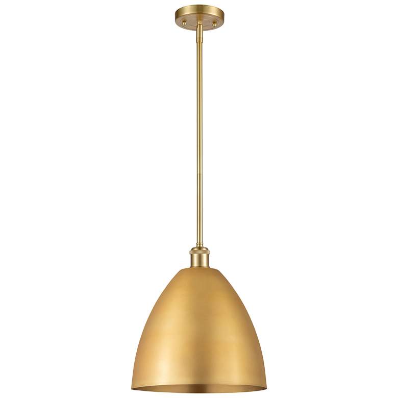 Image 1 Metal Bristol 12" Wide Satin Gold LED Pendant With Satin Gold Shade