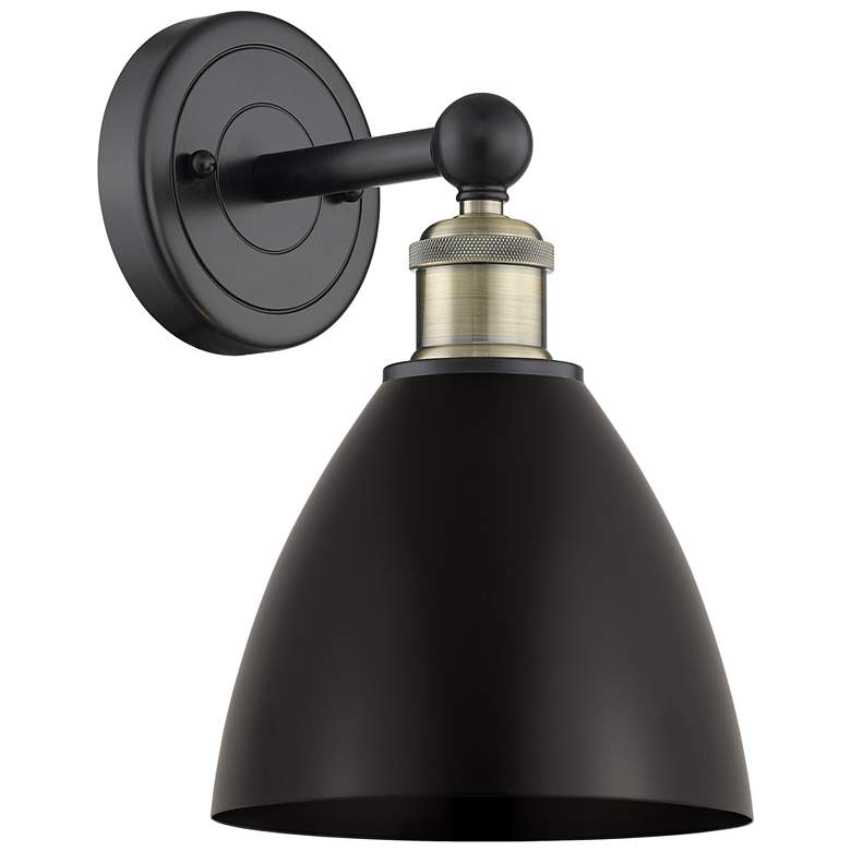 Image 1 Metal Bristol 12"High Black Antique Brass Sconce With Matte Black Shad