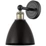 1_Metal Bristol 12"High Black Antique Brass Sconce With Matte Black Shad