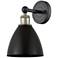Metal Bristol 12"High Black Antique Brass Sconce With Matte Black Shad