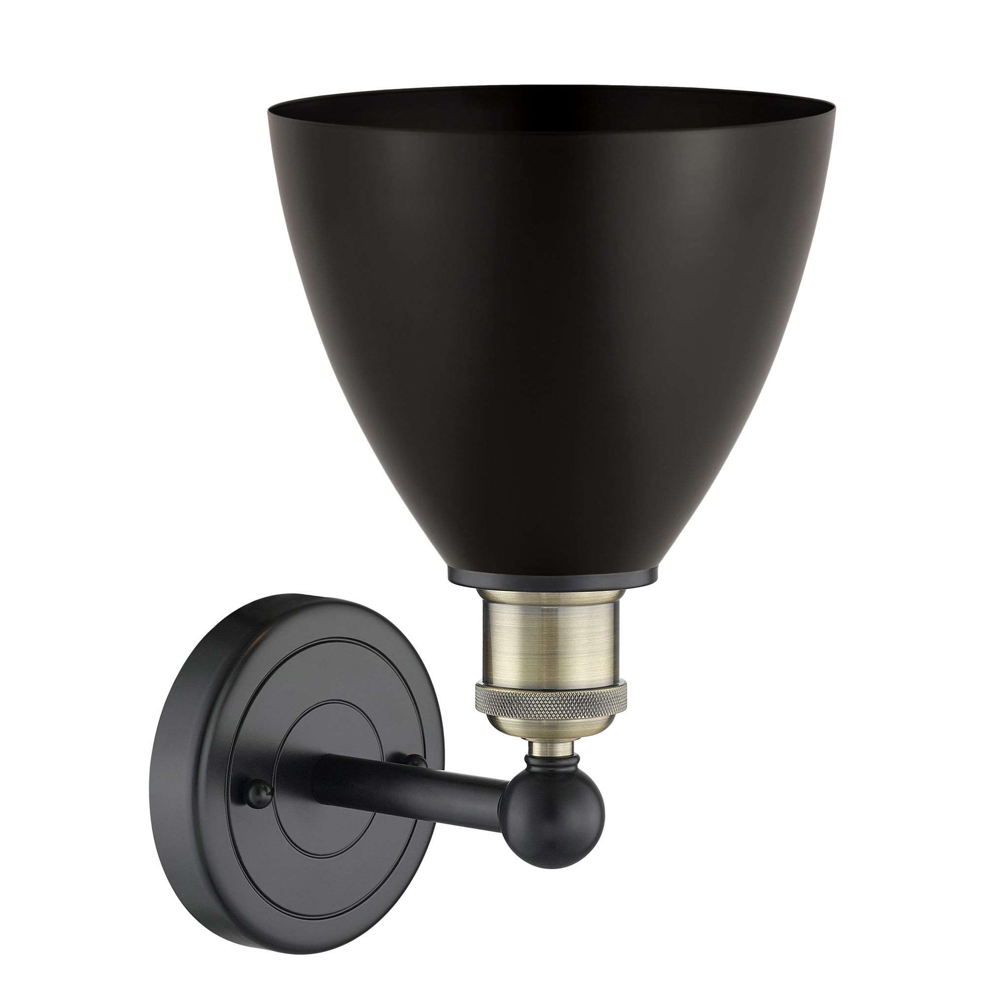 Image 2 Metal Bristol 12"High Black Antique Brass Sconce With Matte Black Shad more views