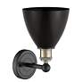2_Metal Bristol 12"High Black Antique Brass Sconce With Matte Black Shad more views