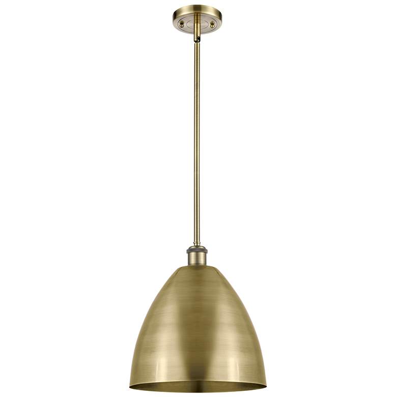Image 1 Metal Bristol 12"W Antique Brass LED Pendant With Antique Brass Shade