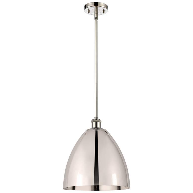 Image 1 Metal Bristol 12"W Polished Nickel LED Pendant w/ Polished Nickel Shad