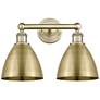 Metal Bristol 16.5"W 2 Light Antique Brass Bath Light