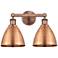 Metal Bristol 16.5"W 2 Light Copper Bath Light With Copper Shade