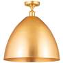 Metal Bristol  16" LED Semi-Flush Mount - Satin Gold - Satin Gold Shad