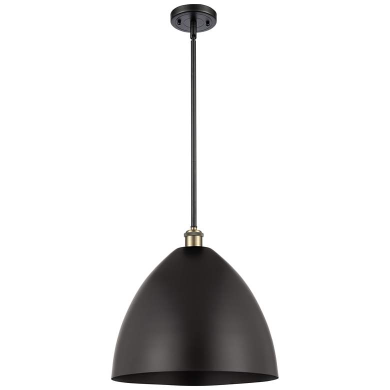 Image 1 Metal Bristol 16" Wide Black Brass Stem Hung Pendant w/ Matte Black Sh