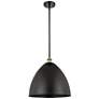 Metal Bristol 16" Wide Black Brass Stem Hung Pendant w/ Matte Black Sh