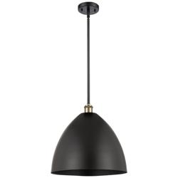 Metal Bristol 16" Wide Black Brass Stem Hung Pendant w/ Matte Black Sh