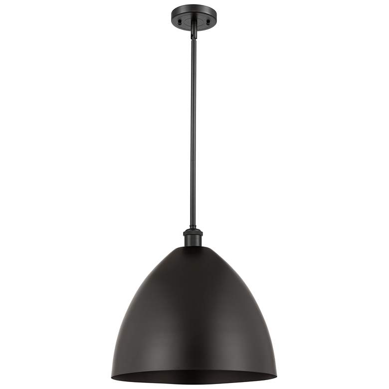 Image 1 Metal Bristol 16" Wide Matte Black Stem Hung Pendant w/ Matte Black Sh