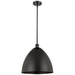 Metal Bristol 16" Wide Matte Black Stem Hung Pendant w/ Matte Black Sh