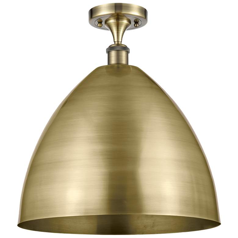 Image 1 Metal Bristol 16"W Antique Brass Semi.Flush Mount With Antique Brass S