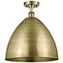 Metal Bristol 16"W Antique Brass Semi.Flush Mount With Antique Brass S