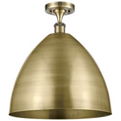 Metal Bristol 16"W Antique Brass Semi.Flush Mount With Antique Brass S