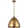 Metal Bristol 16"W Brushed Brass Stem Hung Pendant w/ Brushed Brass Sh