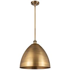 Image Metal Bristol 16"W Brushed Brass Stem Hung Pendant w/ Brushed Brass Sh