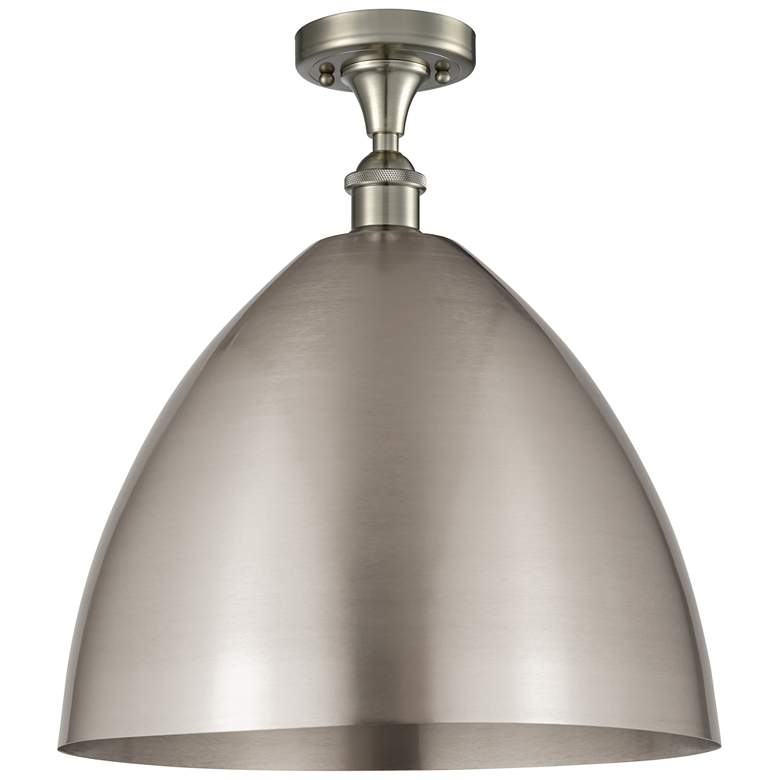 Image 1 Metal Bristol 16"W Brushed Satin Nickel LED Semi.Flush Mount
