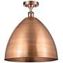 Metal Bristol 16"W Copper LED Semi.Flush Mount With Copper Shade