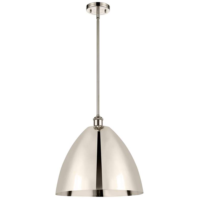 Image 1 Metal Bristol 16"W Polished Nickel Stem Hung Pendant w/ Nickel Shade