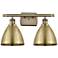 Metal Bristol 17.5"W 2 Light Antique Brass Bath Light