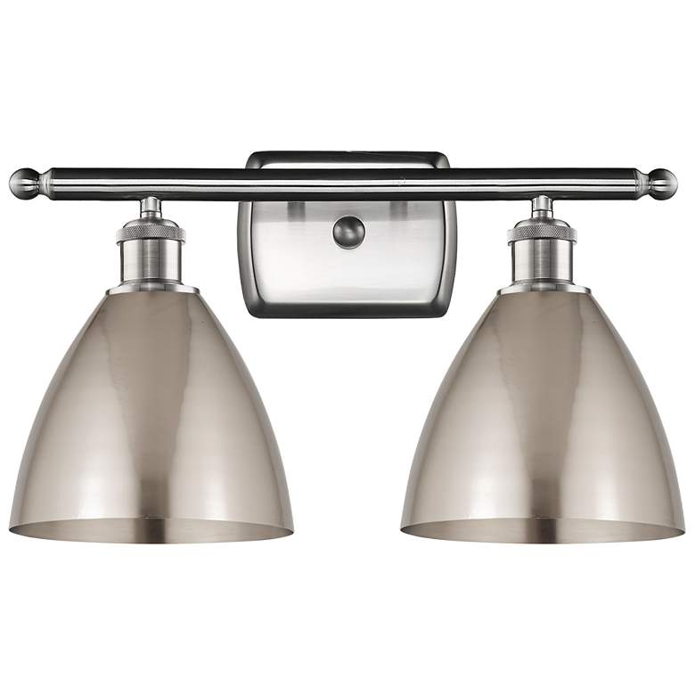 Image 1 Metal Bristol 17.5"W 2 Light Brushed Satin Nickel Bath Light