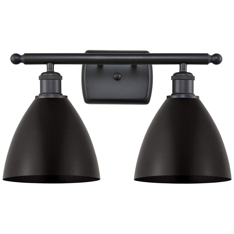 Image 1 Metal Bristol 17.5 inchW 2 Light Matte Black Bath Vanity Light With Black 