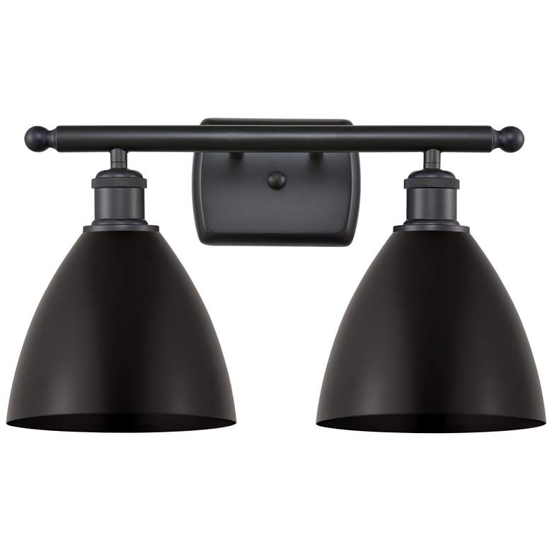 Image 1 Metal Bristol 17.5"W 2 Light Matte Black LED Bath Light w/ Black Shade