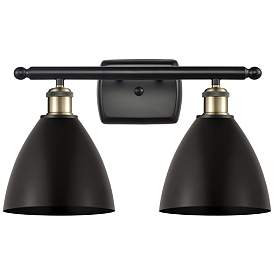 Image1 of Metal Bristol 2 Light 18" Bath Light - Black Brass - Matte Black Shade