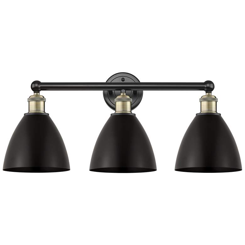 Image 1 Metal Bristol 25.5"W 3 Light Black Brass Bath Light With Black Shade