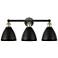Metal Bristol 25.5"W 3 Light Black Brass Bath Light With Black Shade