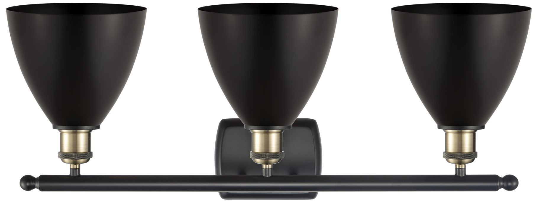 Image 2 Metal Bristol 27.5"W 3 Light Black Brass Bath Light With Black Shade more views