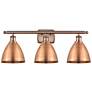 Metal Bristol 27.5"W 3 Light Copper Bath Light With Copper Shade