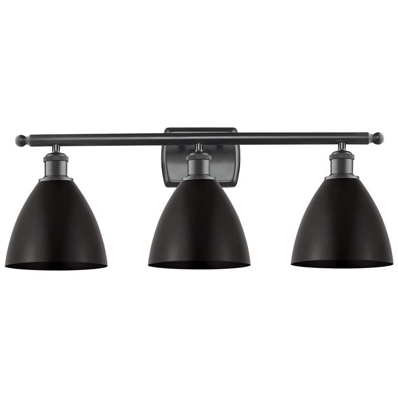 Image 1 Metal Bristol 27.5"W 3 Light Matte Black LED Bath Light w/ Black Shade