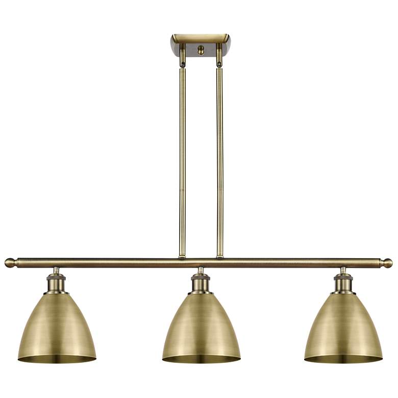 Image 1 Metal Bristol 36"W 3 Light Antique Brass Island Light w/ 7.5" Sha