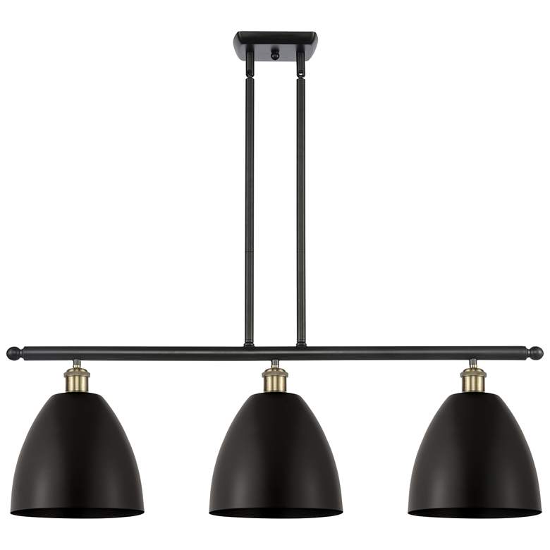 Image 1 Metal Bristol 36"W 3 Light Black Brass Island Light w/ 9" Shade B
