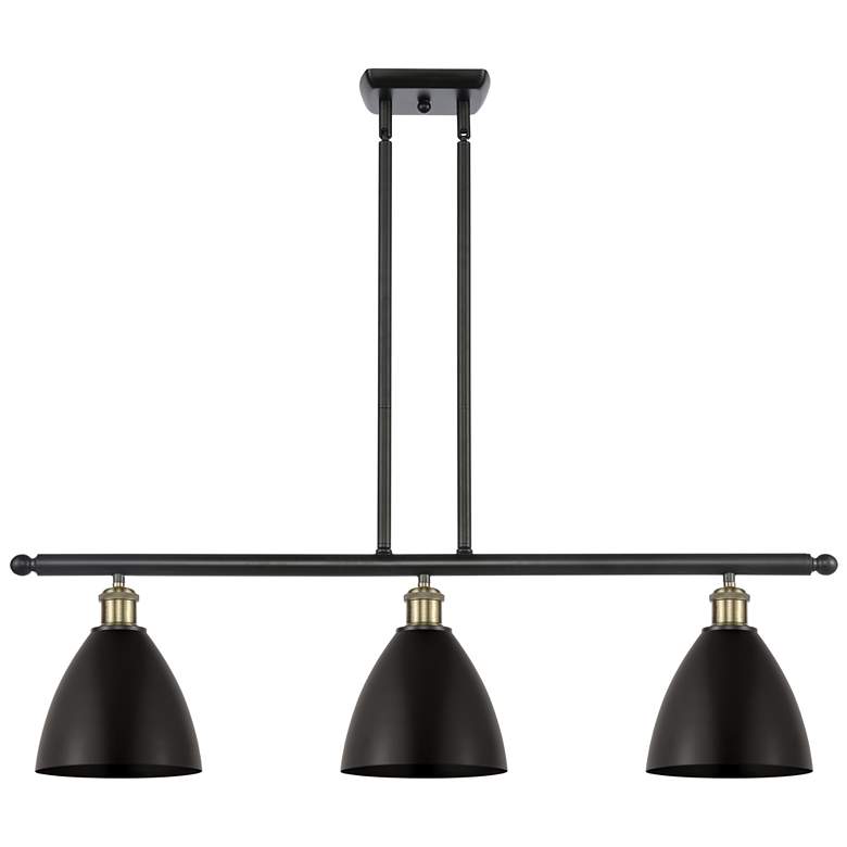 Image 1 Metal Bristol 36"W 3 Light Black Brass LED Island Light w/ 7.5" B
