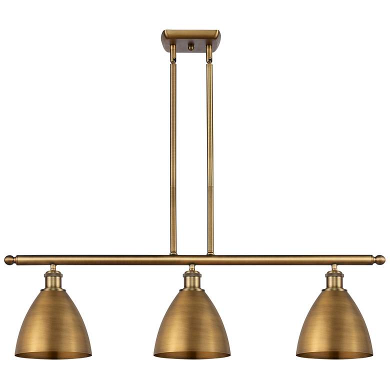 Image 1 Metal Bristol 36"W 3 Light Brushed Brass LED Island Light w/ 7.5"