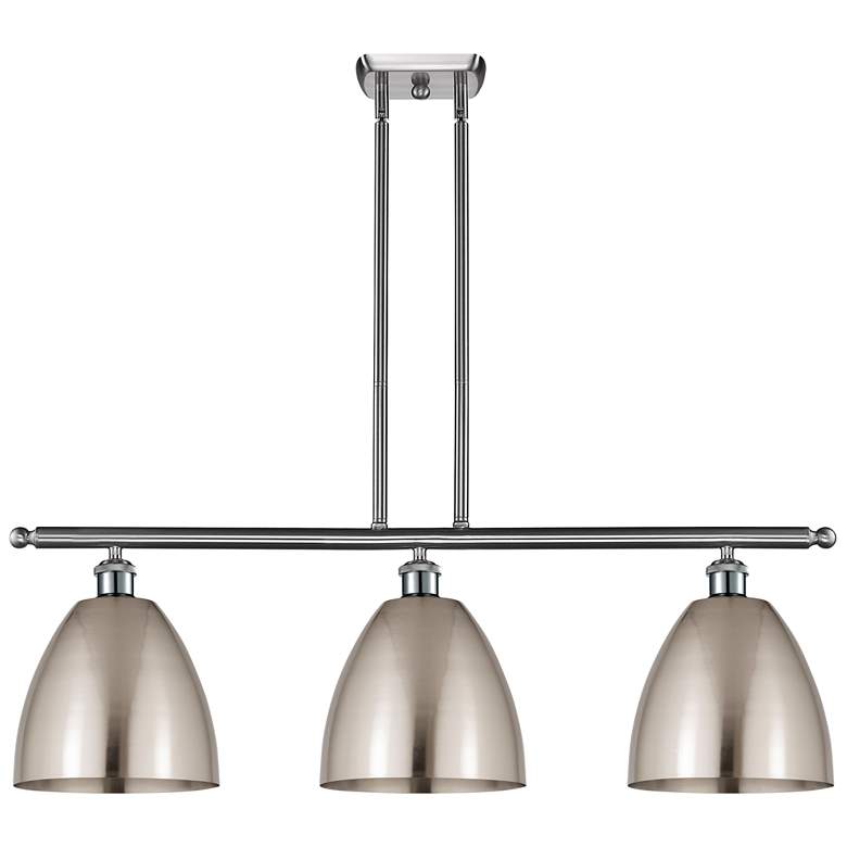 Image 1 Metal Bristol 36"W 3 Light Brushed Satin Nickel Island Light w/ 9"