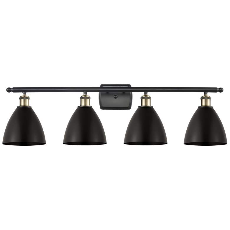 Image 1 Metal Bristol 37.5"W 4 Light Black Brass Bath Light With Black Shade