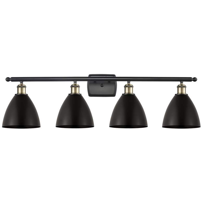 Image 1 Metal Bristol 37.5 inchW 4 Light Black Brass Bath Light With Black Shade